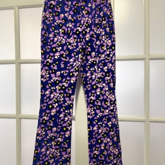 Anthropologie Margot Kick Flare Purple Animal Motif Pants, NWT - Picture 8 of 8